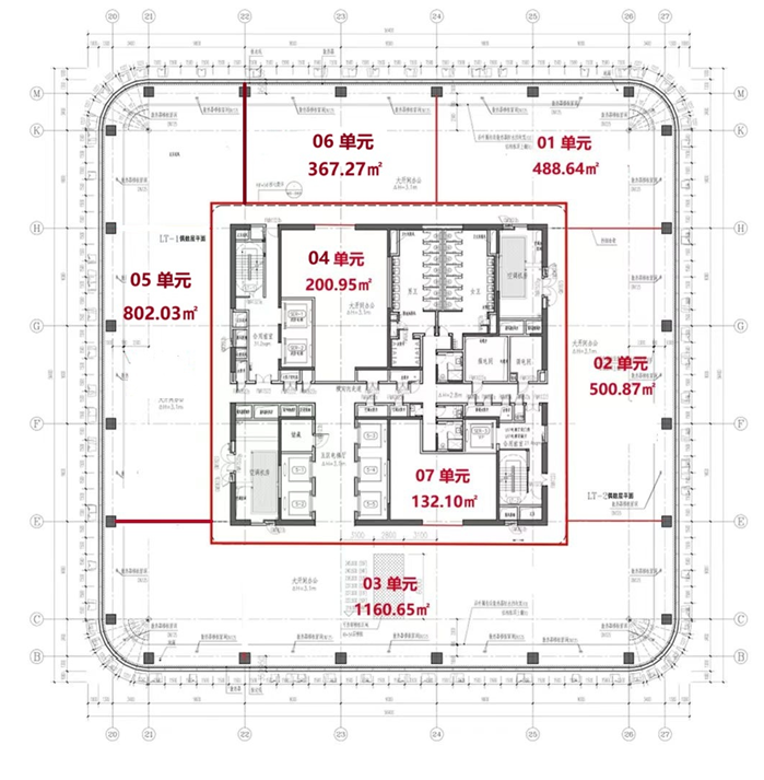 前滩中心标准层3347-3652㎡平面布局图
